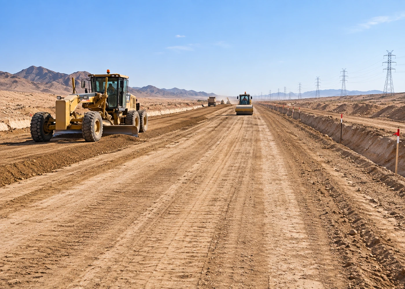 Right-of-way corridor preparation and civil works in Saudi Arabia